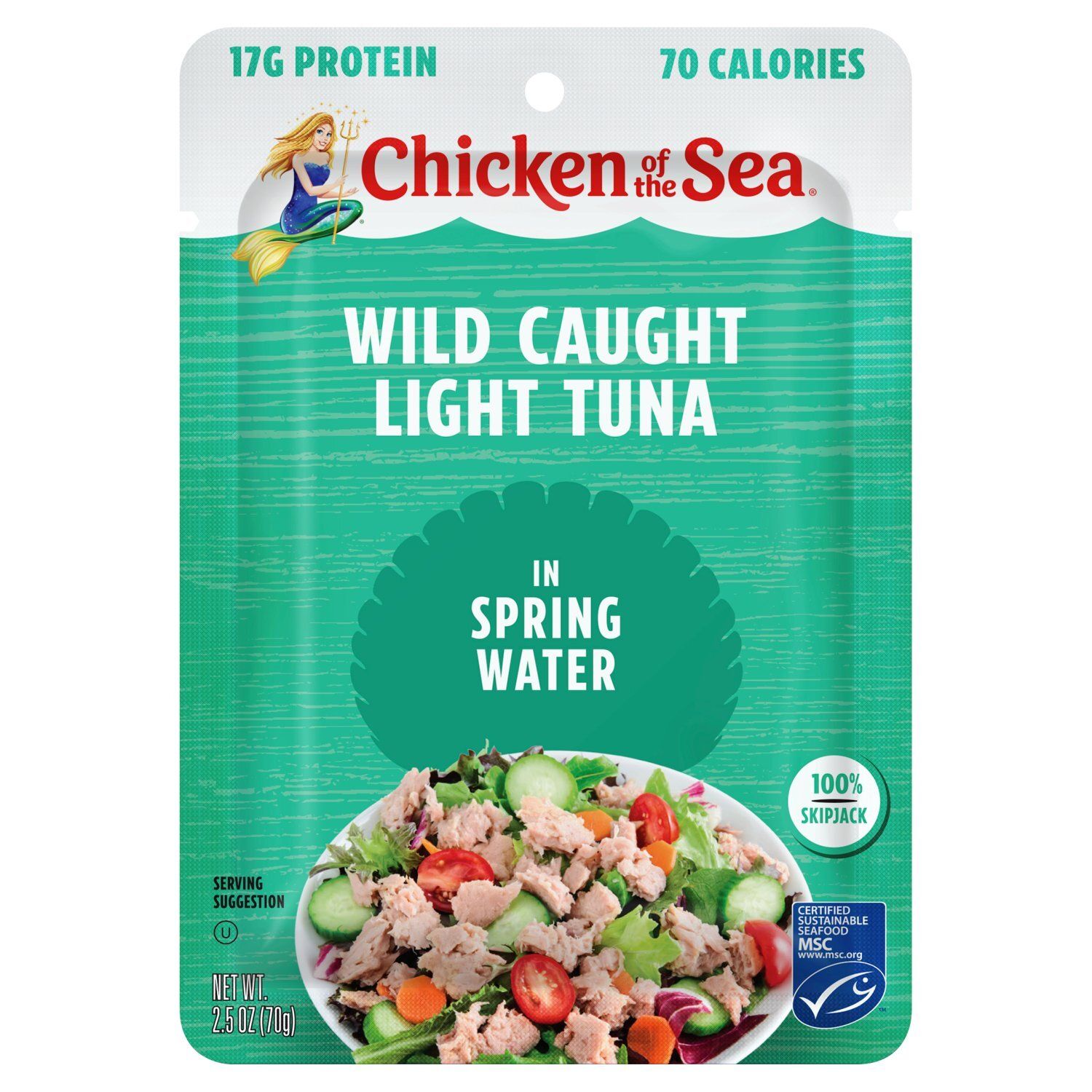 Chicken of the Sea Wild Caught Light Tuna in Spring Water Packet 2.5 oz
