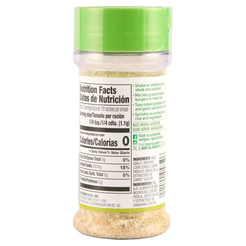Lawry's Coarse Ground Garlic Salt with Parsley, 6 oz