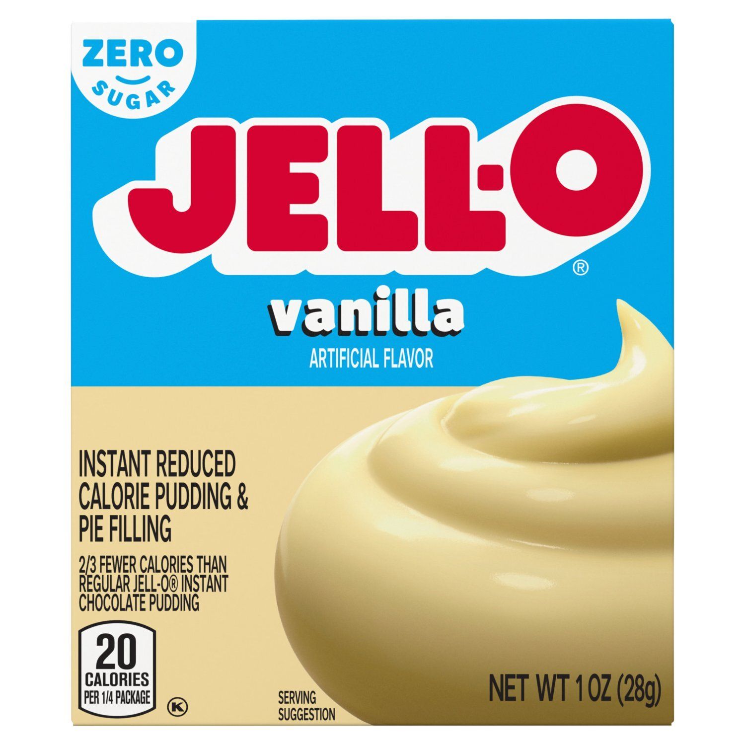 Jell-O Zero Sugar Vanilla Instant Reduced Calorie Pudding &amp; Pie Filling, 1 oz