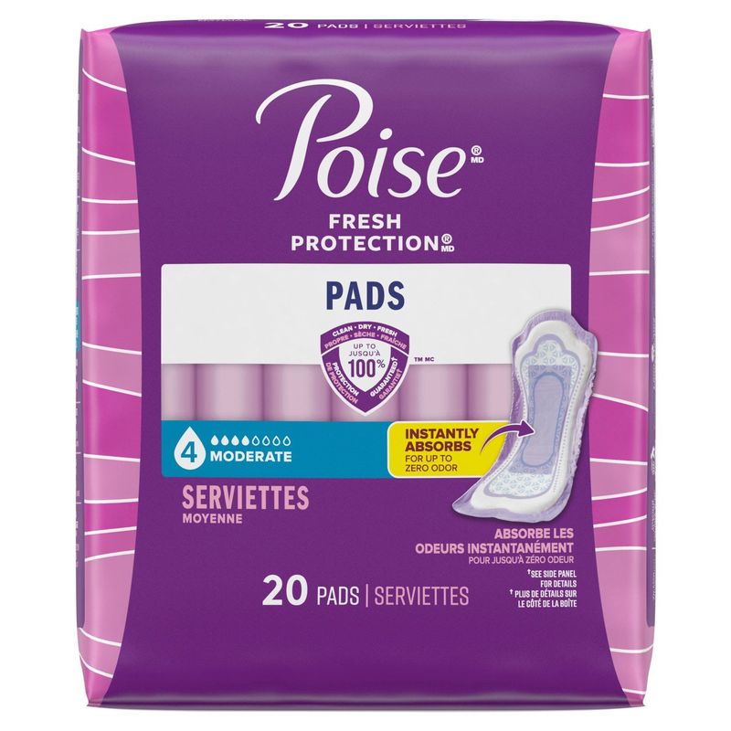 Poise Fresh Protection Moderate Pads, 20 count