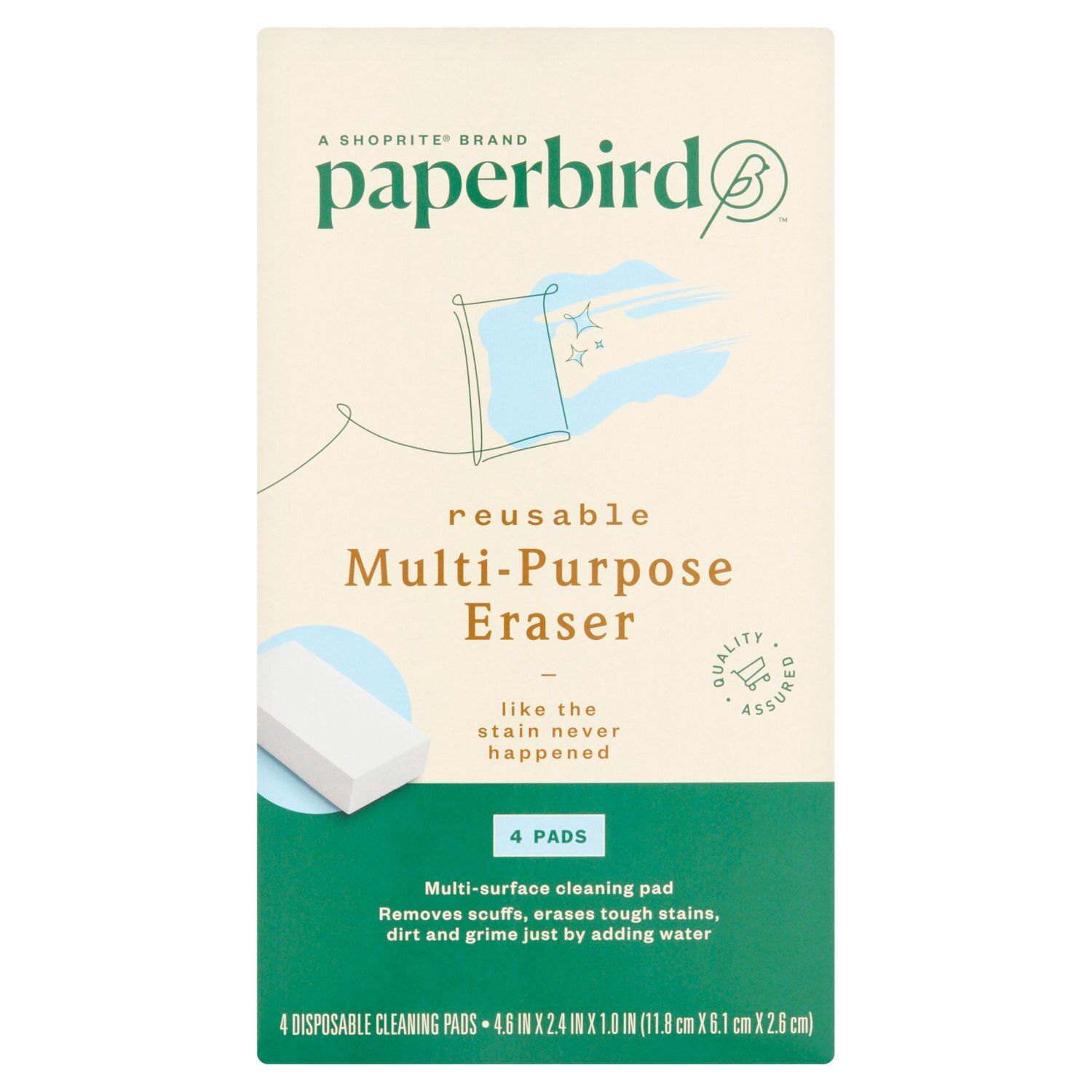 Paperbird Multi-Purpose Reusable Eraser, 4 count