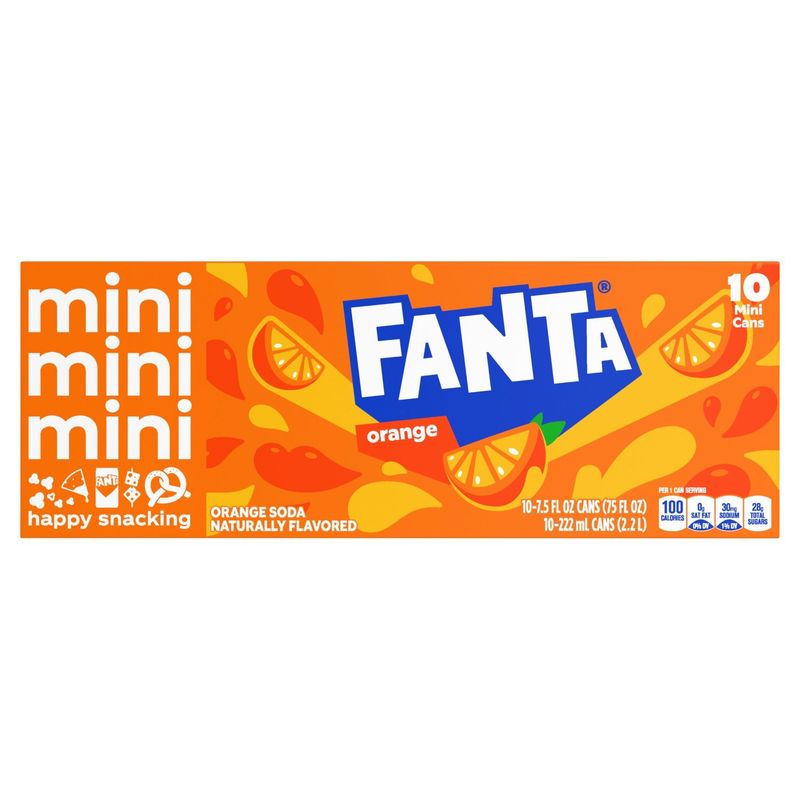 Fanta Mini Orange Soda, 7.5 fl oz, 10 count