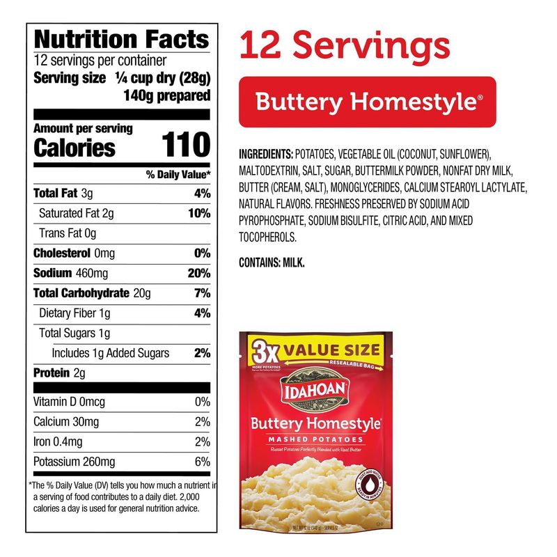 Idahoan Buttery Homestyle Mashed Potatoes Value Size, 12 oz