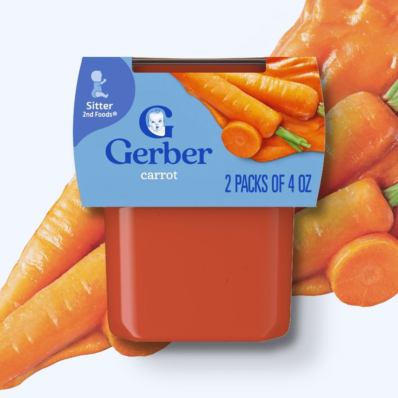Gerber 2nd Foods Carrot Baby Food, Sitter, 4 oz, 2 count