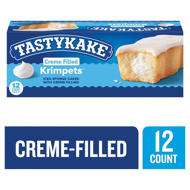Tastykake Krimpets Creme Filled Iced Sponge Cakes, 2.4 oz, 6 count