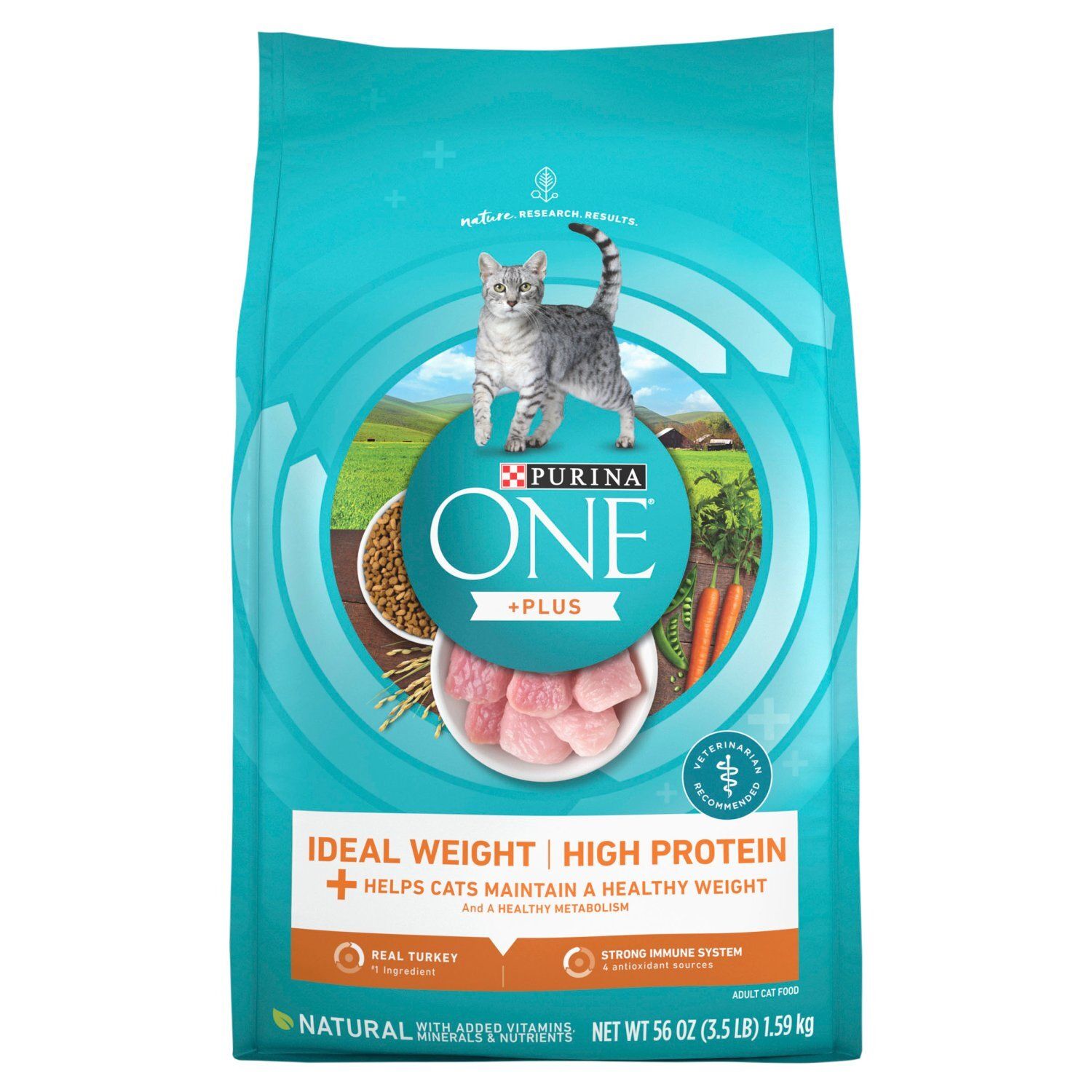 Purina ONE +Plus Ideal Weight High Protein Adult Cat Food, 56 oz