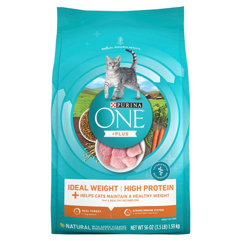 Purina ONE +Plus Ideal Weight High Protein Adult Cat Food, 56 oz