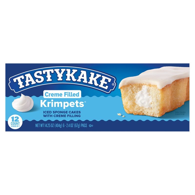 Tastykake Krimpets Creme Filled Iced Sponge Cakes, 2.4 oz, 6 count