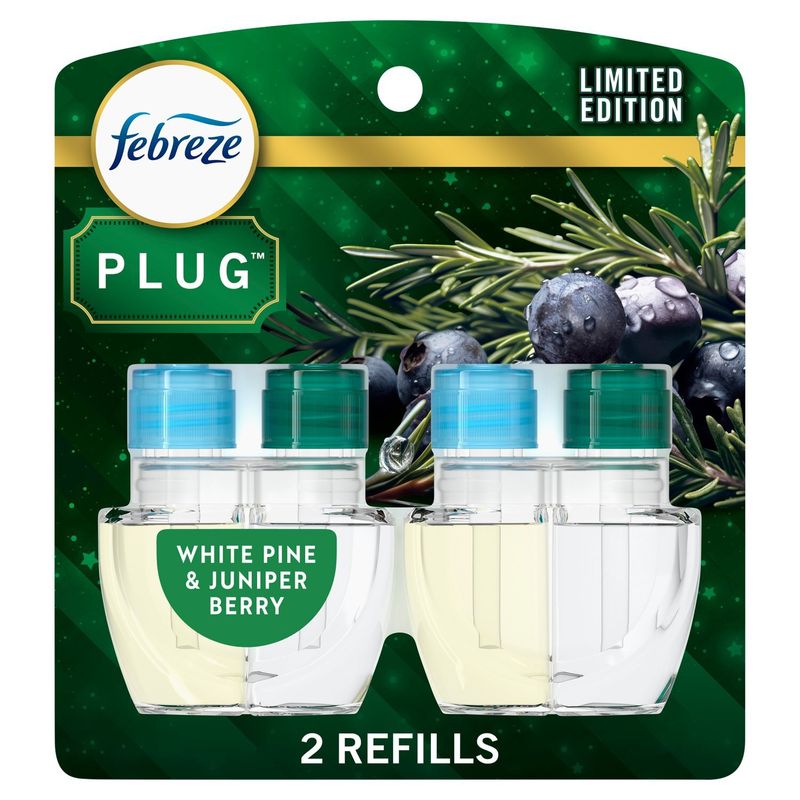 Febreze Plug White Pine &amp; Juniper Berry Scented Oil Refill Limited Edition, 0.87 fl oz, 2 count
