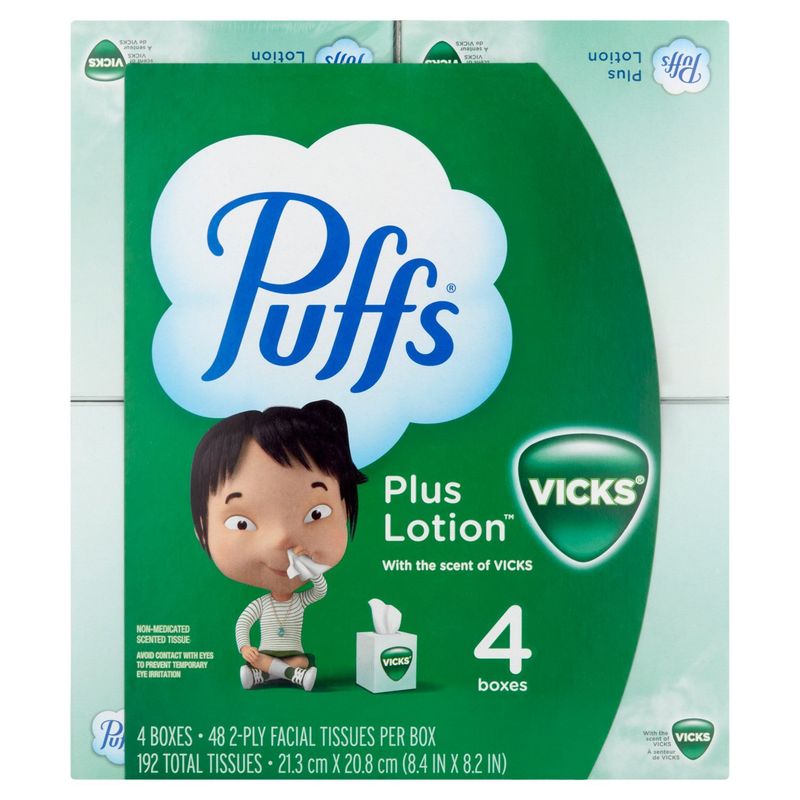 Puffs Plus Lotion Vicks Facial Tissues, 192 count