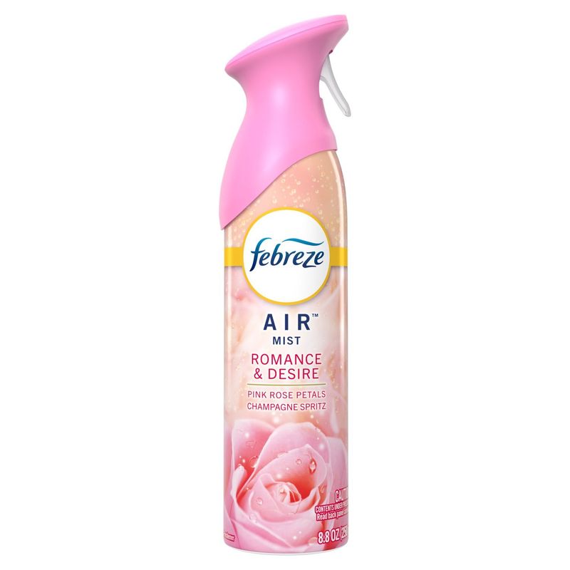 Febreze Air Mist Romance &amp; Desire Pink Rose Petals Champagne Spritz Air Freshener, 8.8 oz