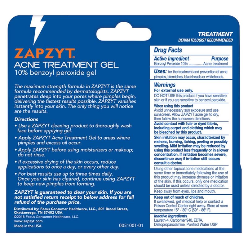 Zapzyt Acne Treatment Gel, 1 oz