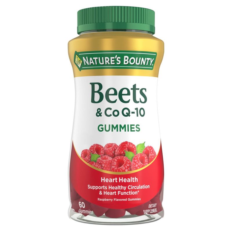 Nature's Bounty Beets &amp; Co Q-10 Raspberry Flavored Gummies Dietary Supplement, 60 count