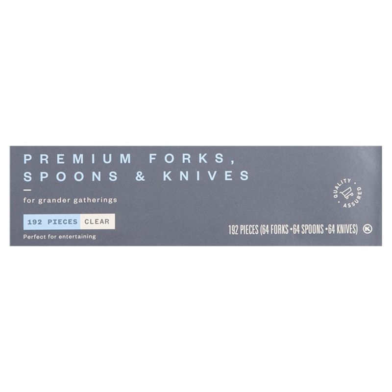 Paperbird Premium Heavy Duty Clear Forks, Spoons &amp; Knives, 192 count