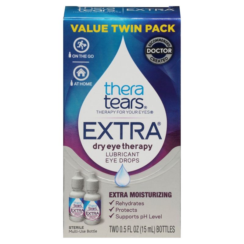 Thera Tears Extra Dry Eye Therapy Lubricant Eye Drops Value Twin Pack, 0.5 fl oz, 2 count