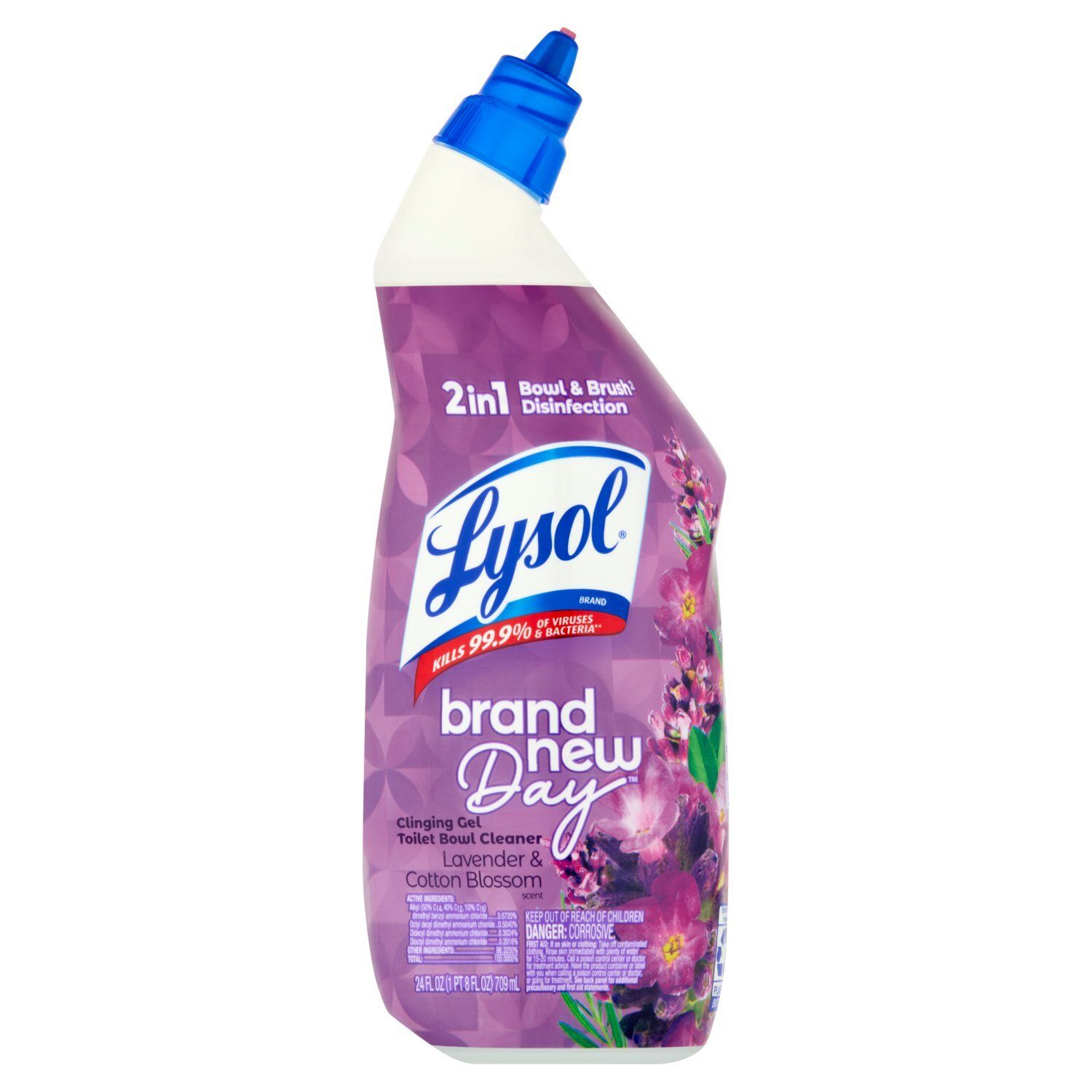 Lysol Lavender &amp; Cotton Blossom Scent Clinging Gel Toilet Bowl Cleaner, 24 fl oz