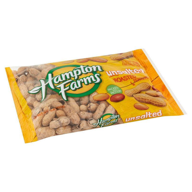 Hampton Farms Unsalted Roasted Peanuts, 1 lb