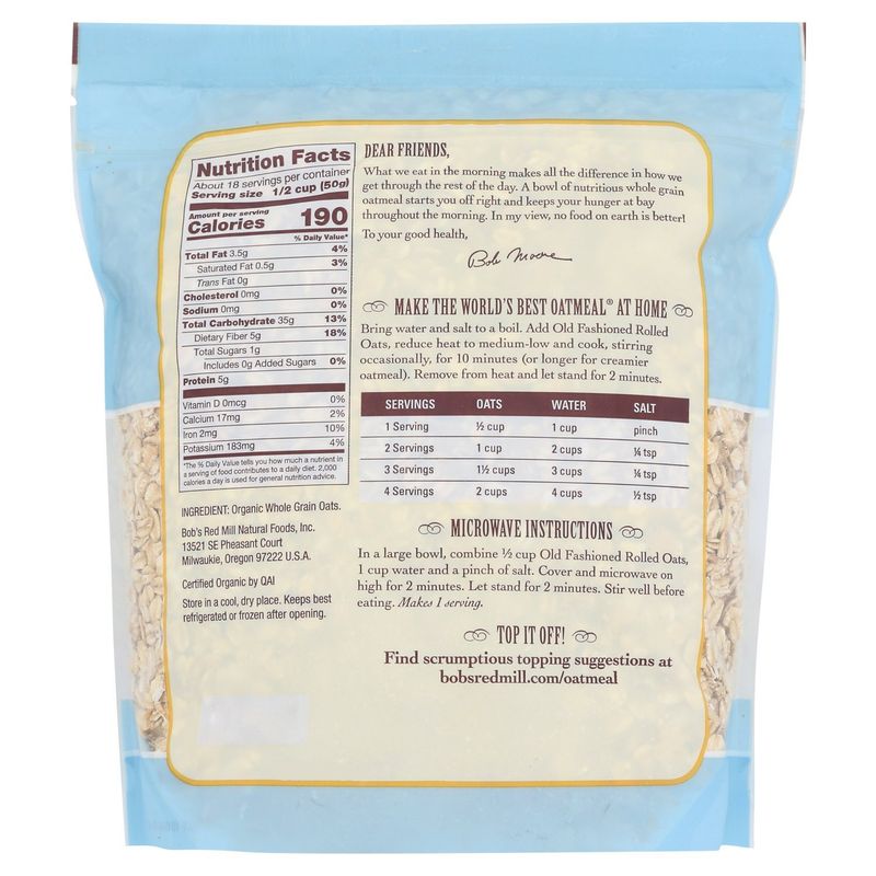Bob's Red Mill Organic Old Fashioned Rolled Oats, 32 oz