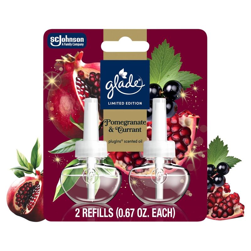 Glade PlugIns Pomegranate &amp; Currant Scented Oil Refills Limited Edition, 0.67 fl oz, 2 count