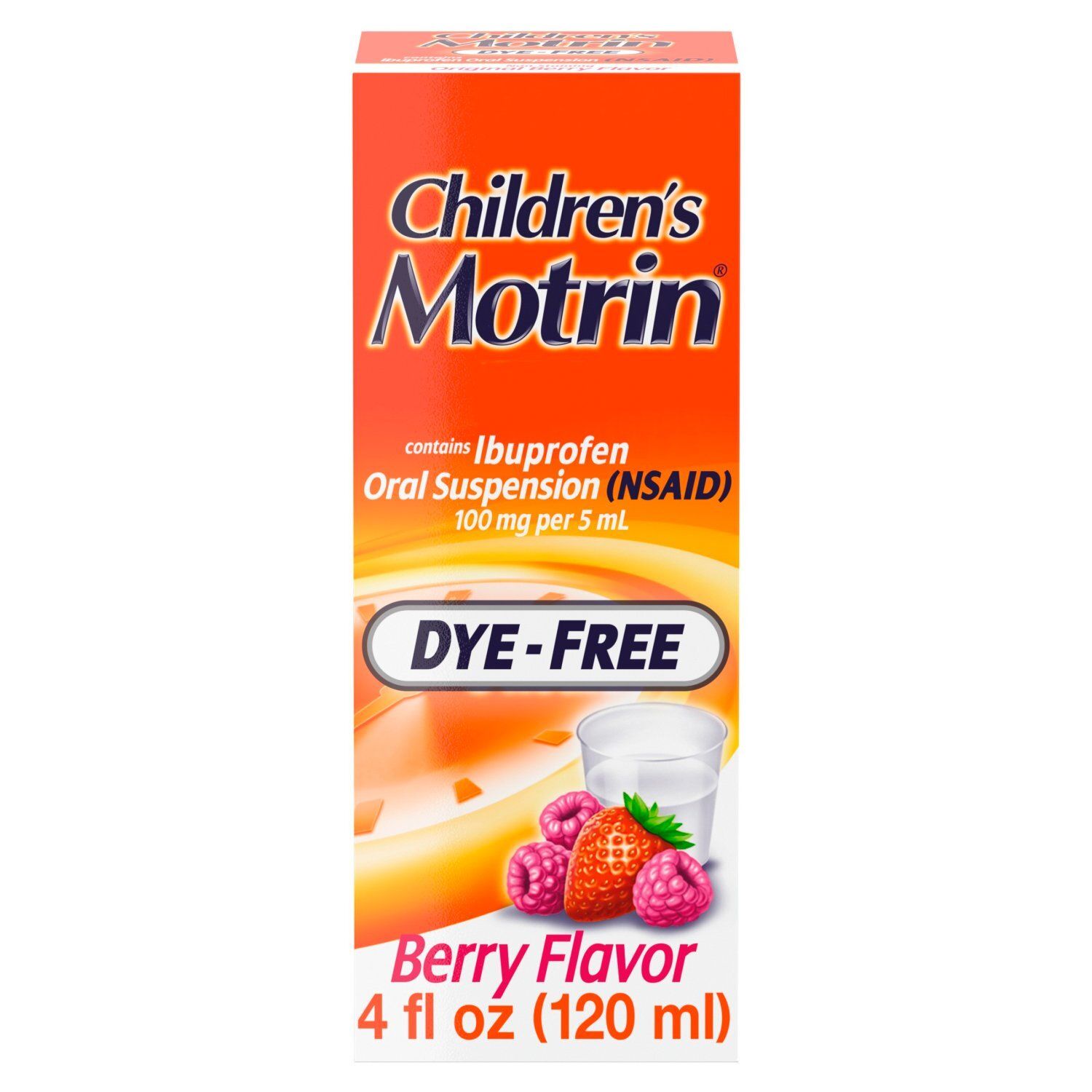 Children's Motrin Ibuprofen Kids Medicine, Berry Flavored, Dye-Free, 4 fl. oz