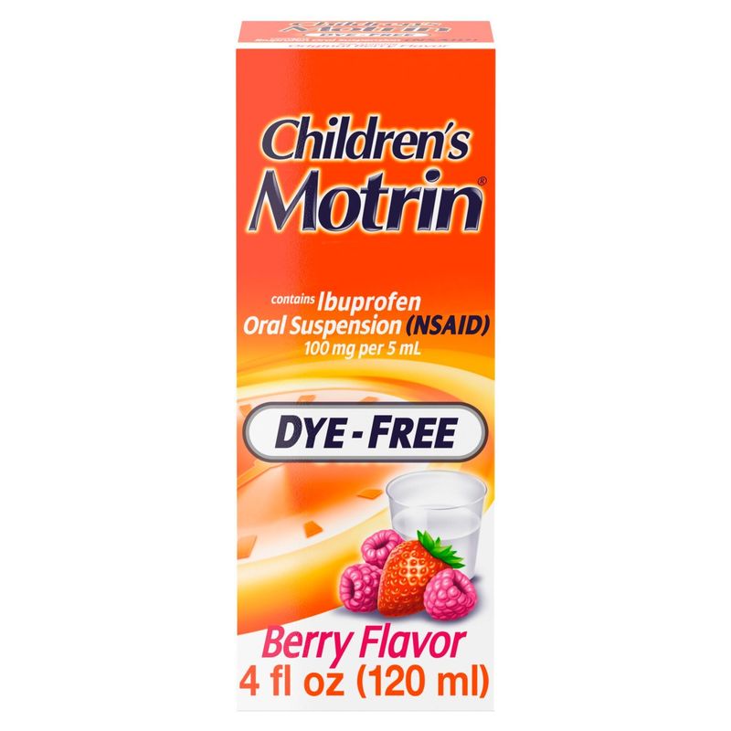 Children's Motrin Ibuprofen Kids Medicine, Berry Flavored, Dye-Free, 4 fl. oz
