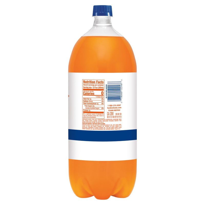 Sunkist Zero Sugar Orange Soda, 2 L