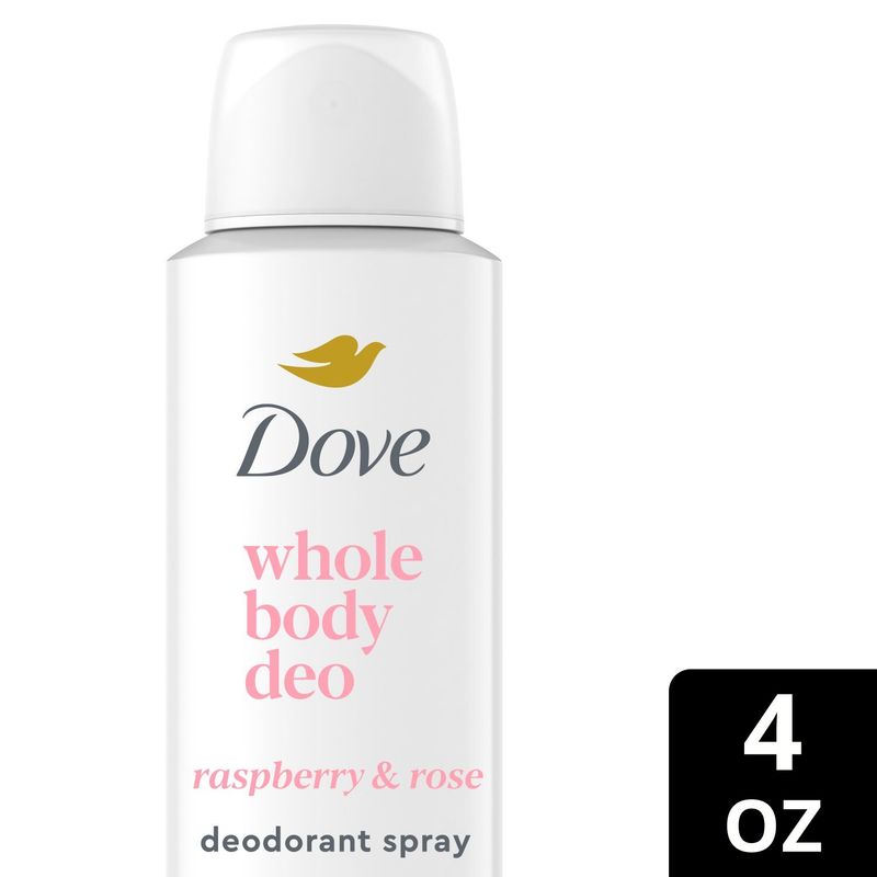 Dove Whole Body Deodorant Raspberry &amp; Rose Cooling Spray, 4 oz