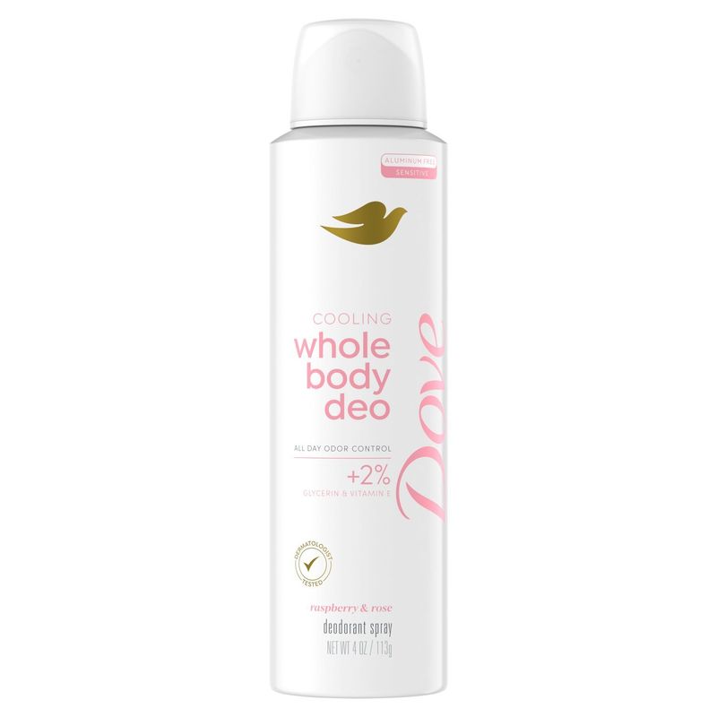 Dove Whole Body Deodorant Raspberry &amp; Rose Cooling Spray, 4 oz