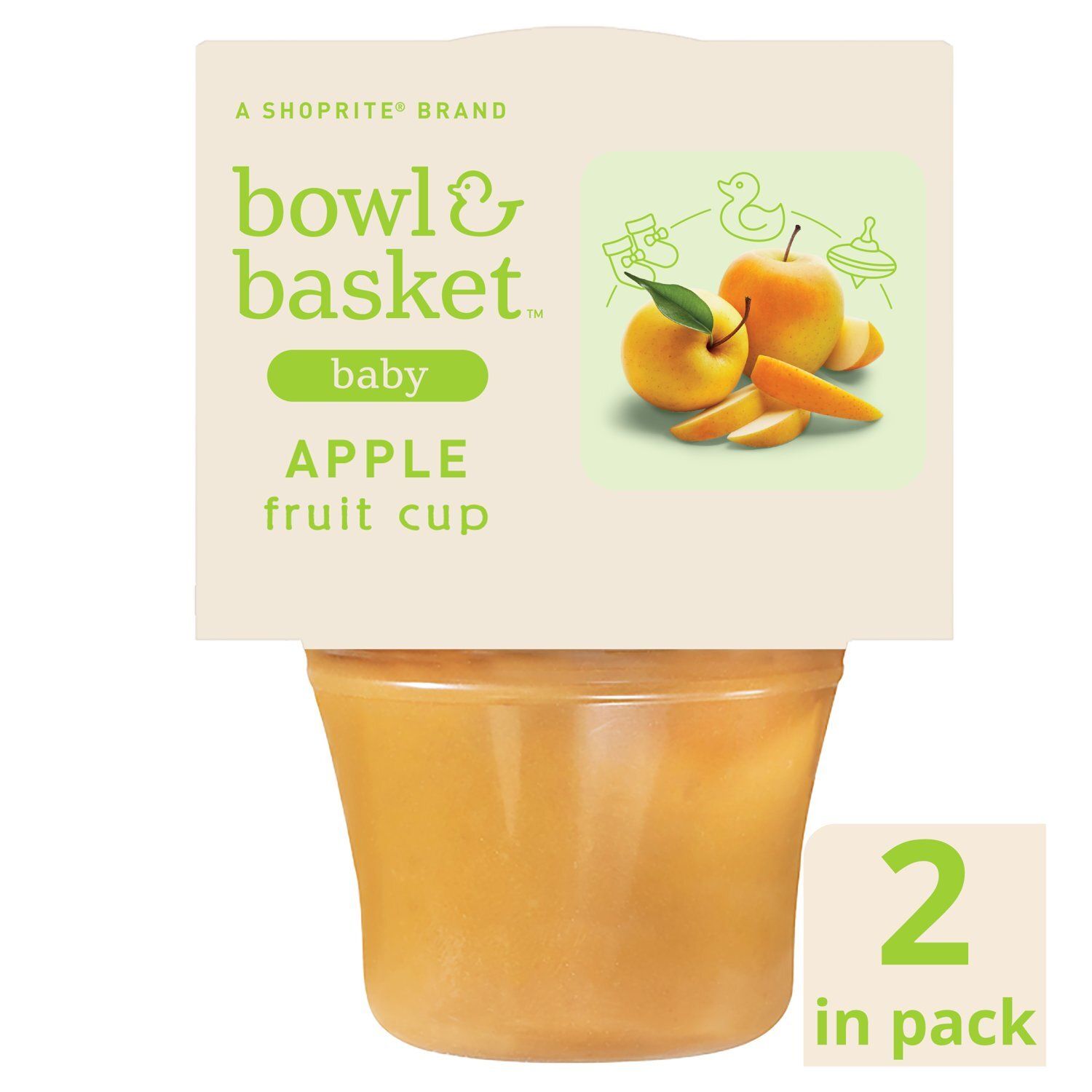 Bowl &amp; Basket Apple Fruit Cup Baby Food, 6+ Months, 4 oz, 2 count