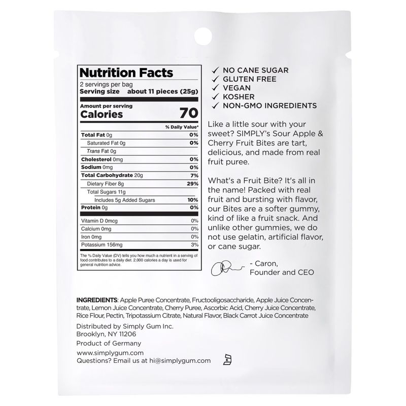 Simply Sour Apple and Cherry Fruit Bites, 1.8 oz