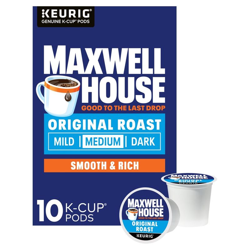Maxwell House Original Roast Medium Coffee K-Cup Pods, 10 count, 3.4 oz