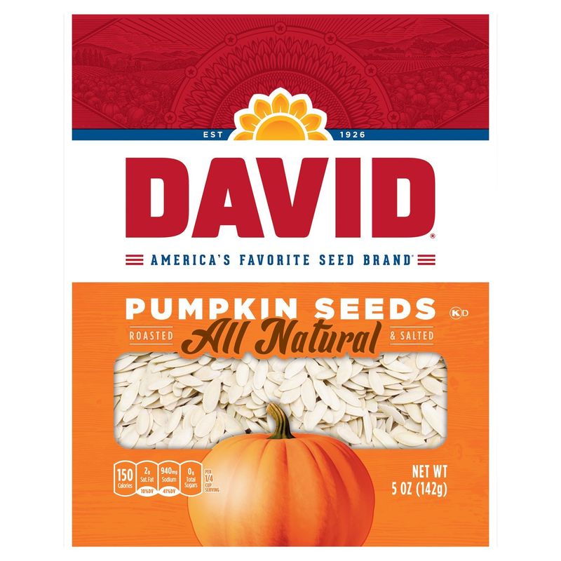 David All Natural Roasted &amp; Salted Pumpkin Seeds, 5 oz