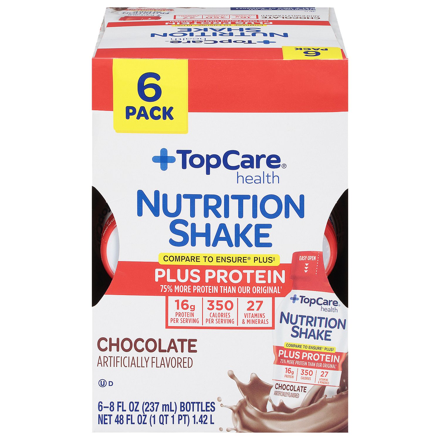TopCare Milk Chocolate Nutrition Shake - 6 Pack, 48 fl oz