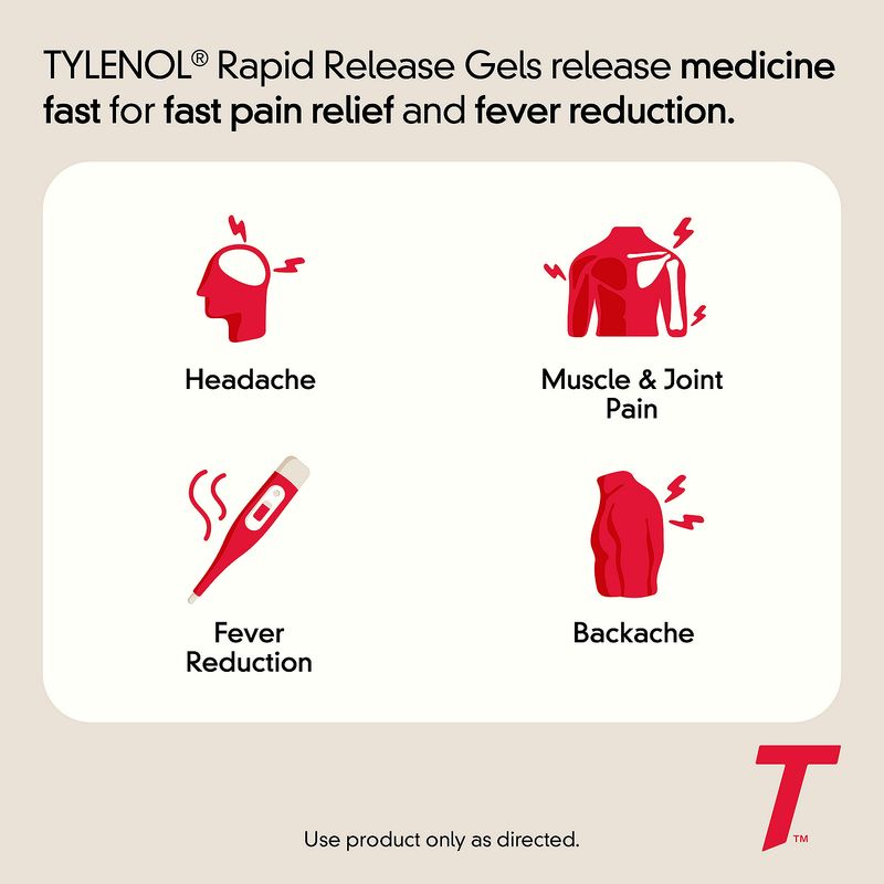 Tylenol Extra Strength Acetaminophen Rapid Release Gels for Adults, 500 mg, 100 count