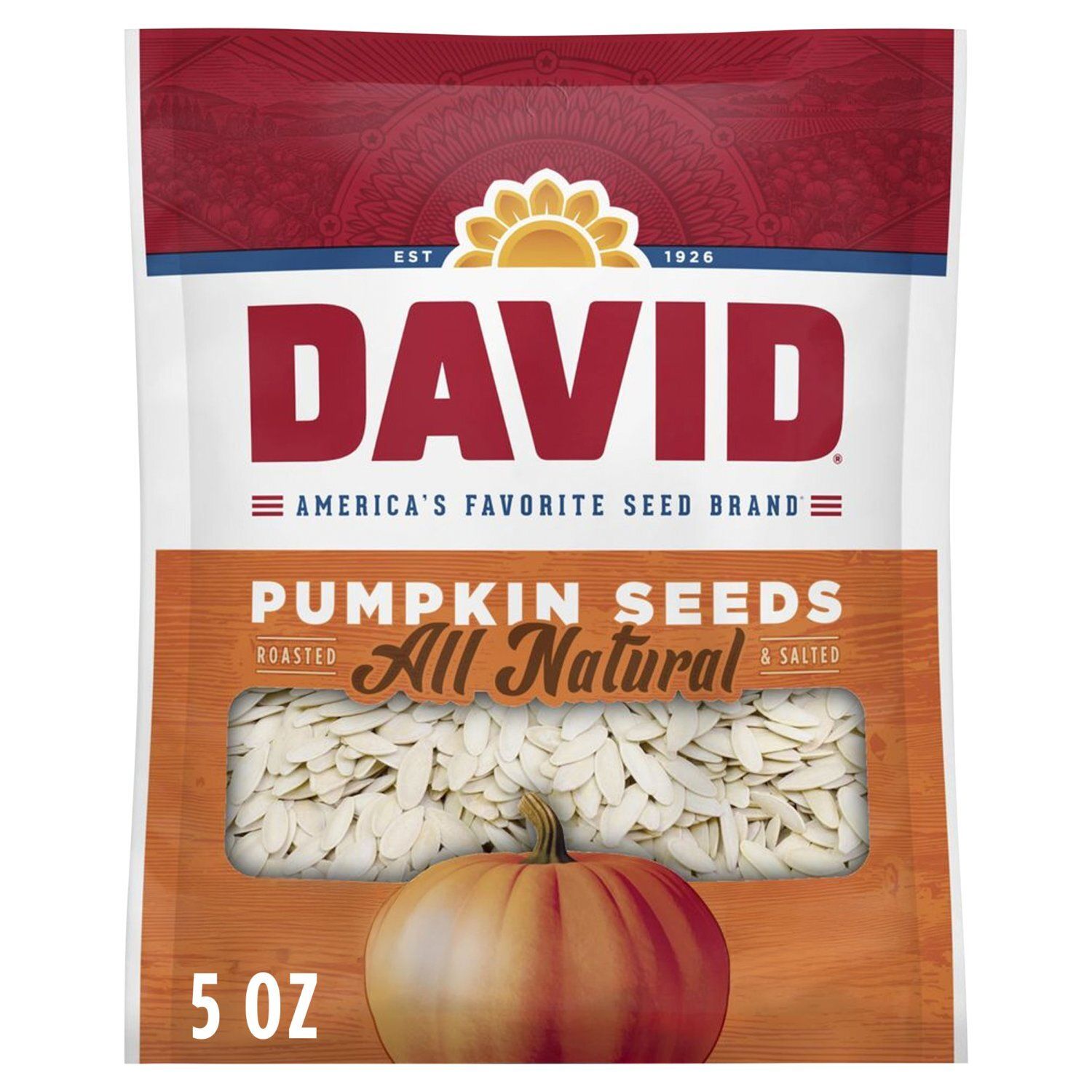David All Natural Roasted &amp; Salted Pumpkin Seeds, 5 oz