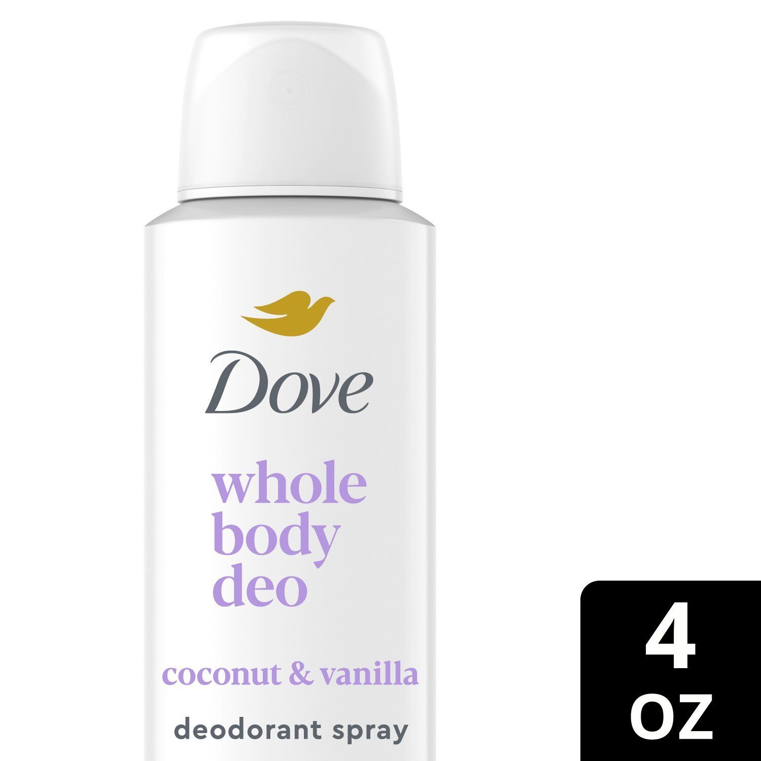 Dove Whole Body Deo Coconut &amp; Vanilla Deodorant Spray, 4 oz