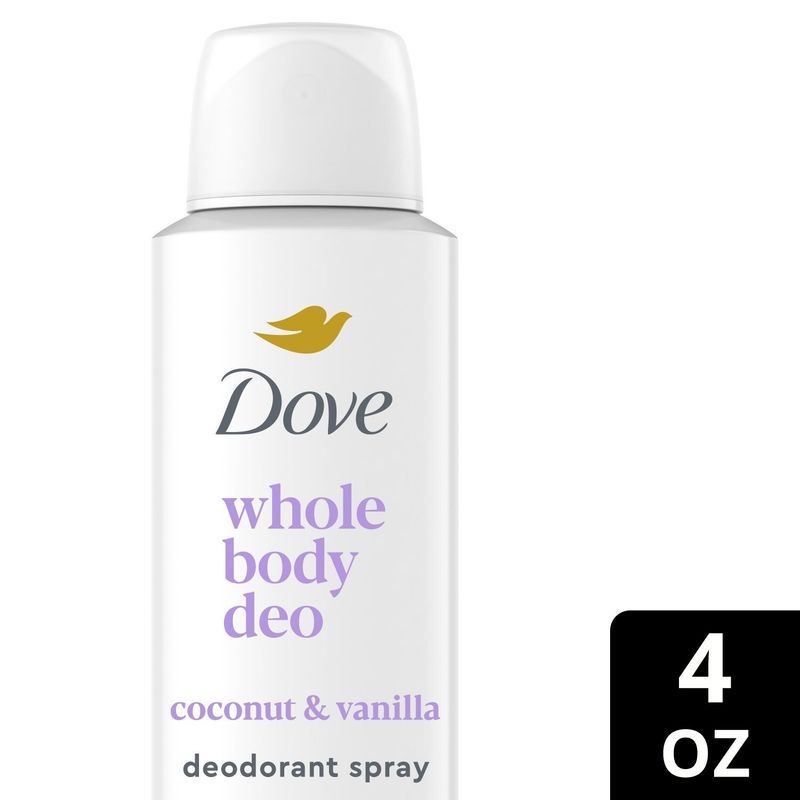Dove Whole Body Deo Coconut &amp; Vanilla Deodorant Spray, 4 oz