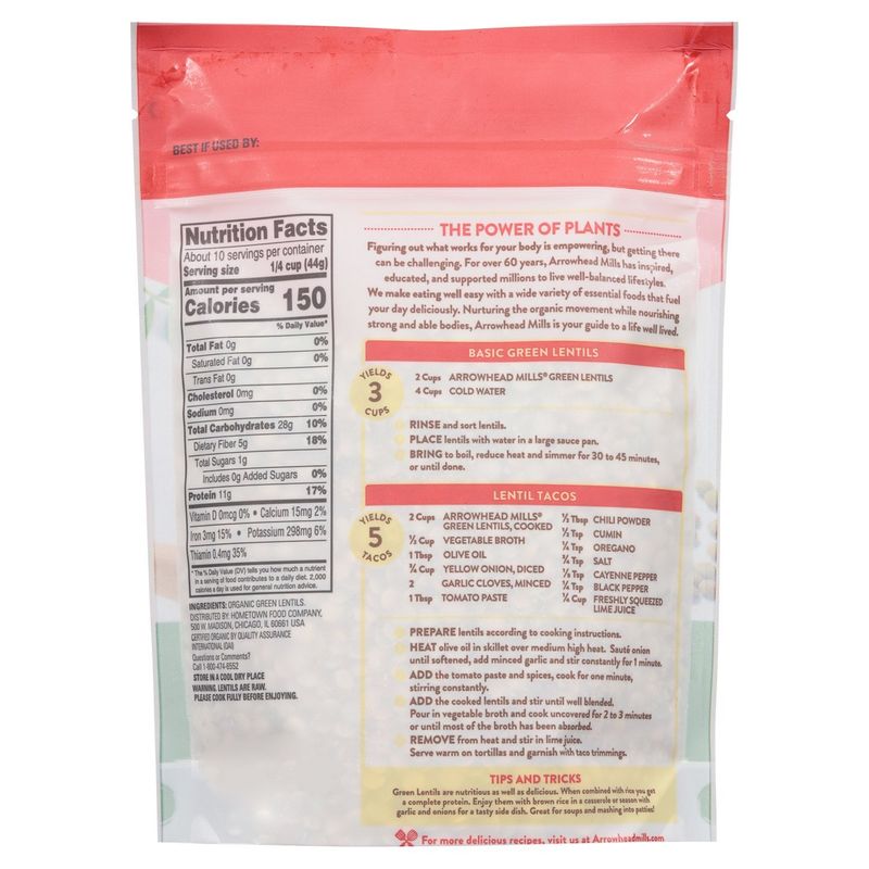 Arrowhead Mills Organic Green Lentils, 16 oz