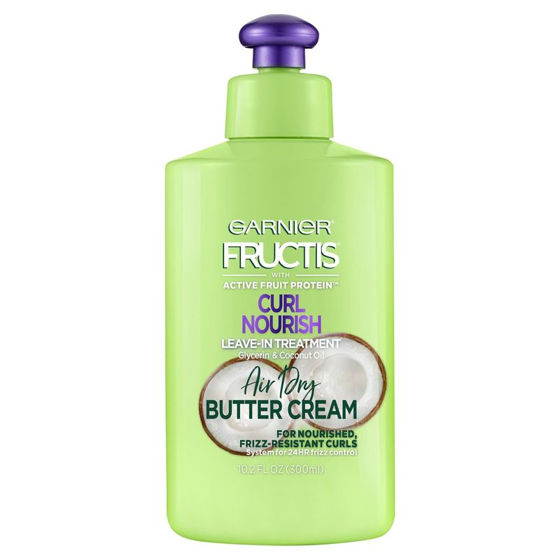 Garnier Fructis Curl Nourish Air Dry Butter Cream Leave-in Treatment with Coconut Oil, 10.2 fl. oz.