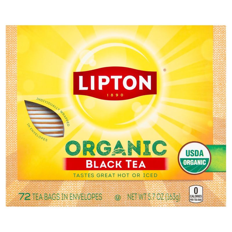 Lipton Organic Black Tea Bags in Envelopes, 72 count, 5.7 oz
