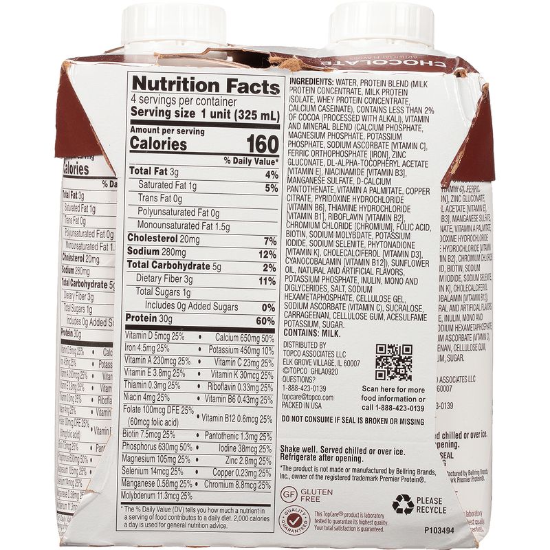 TopCare High Performance Chocolate Protein Shakes, 4 Pack
