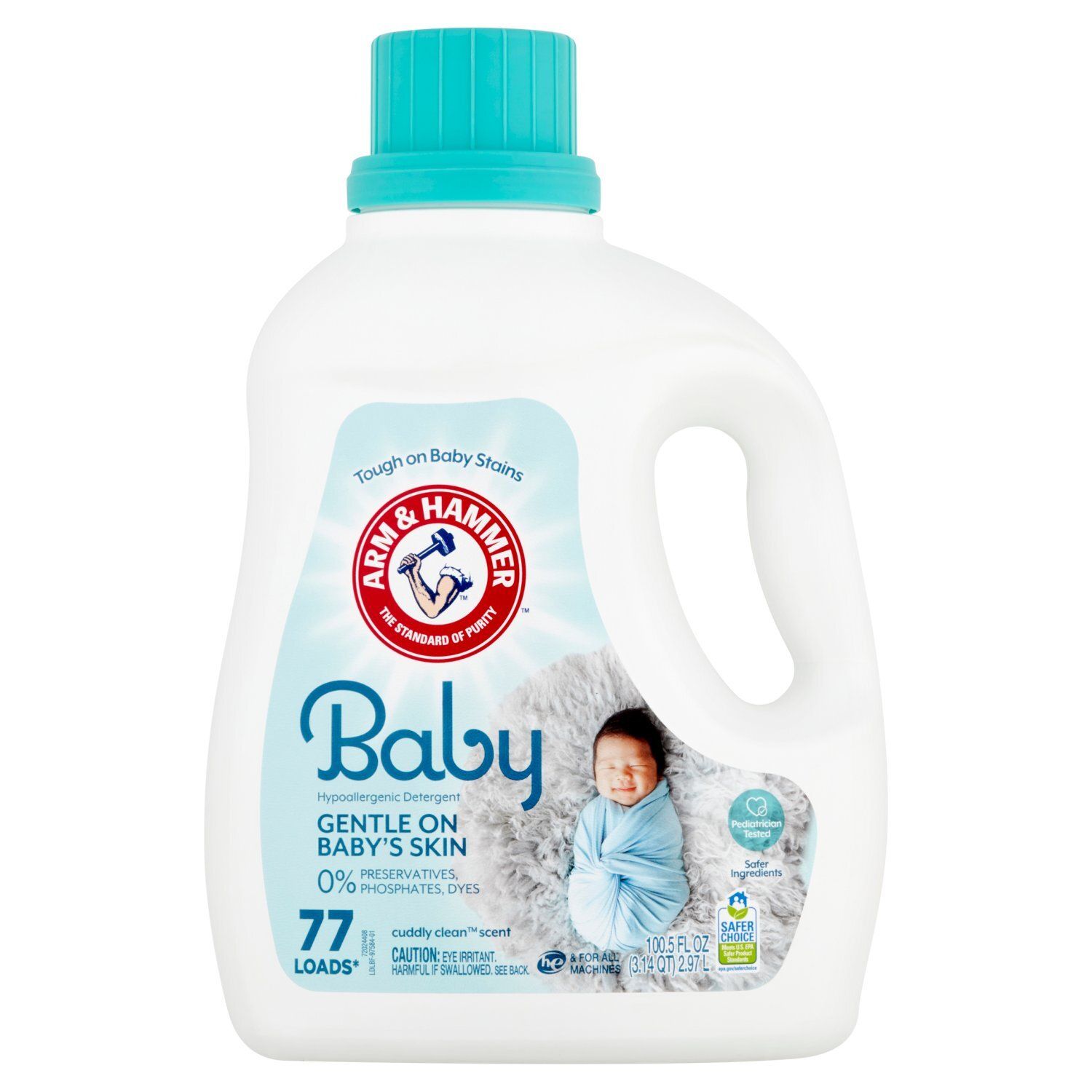 Arm &amp; Hammer Cuddly Clean Scent Baby Hypoallergenic Detergent, 77 loads, 100.5 fl oz