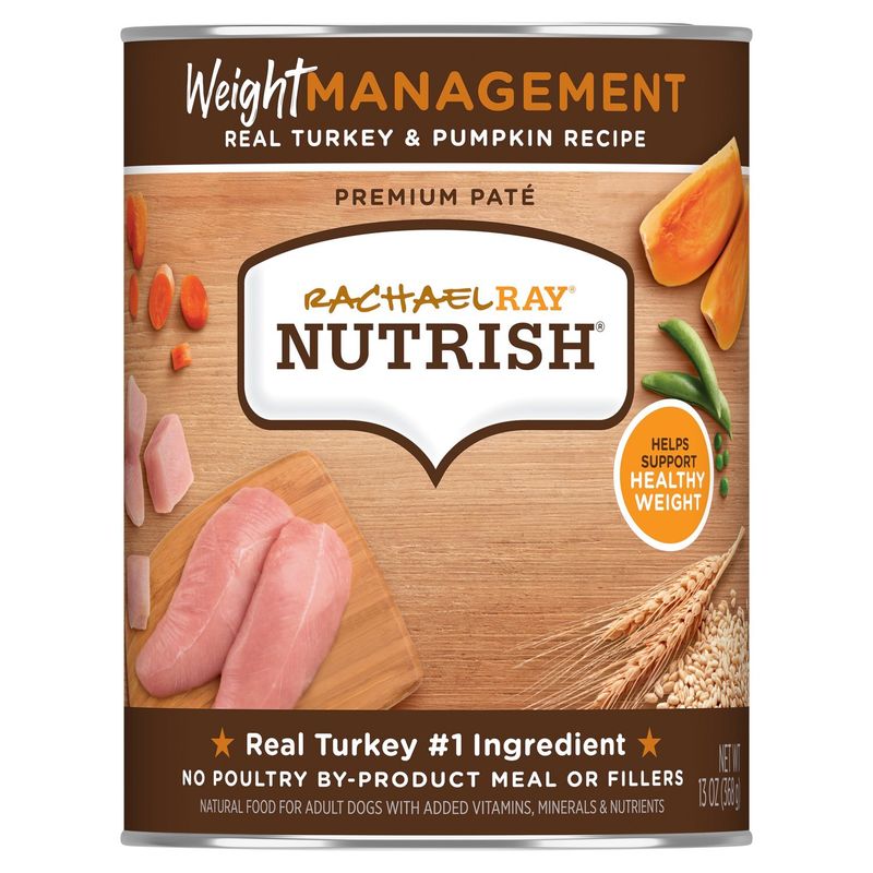 Rachael Ray Nutrish Pemium Paté Real Turkey &amp; Pumpkin Recipe Natural Food for Adult Dogs, 13 oz