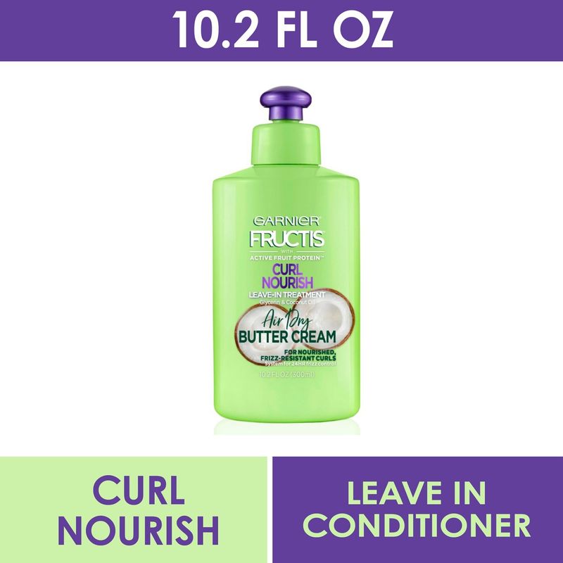 Garnier Fructis Curl Nourish Air Dry Butter Cream Leave-in Treatment with Coconut Oil, 10.2 fl. oz.