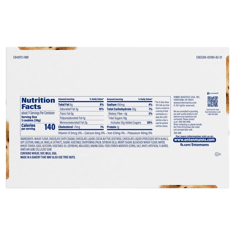 Entenmann's Chocolate Chip Soft-Baked Cookies, 12 oz