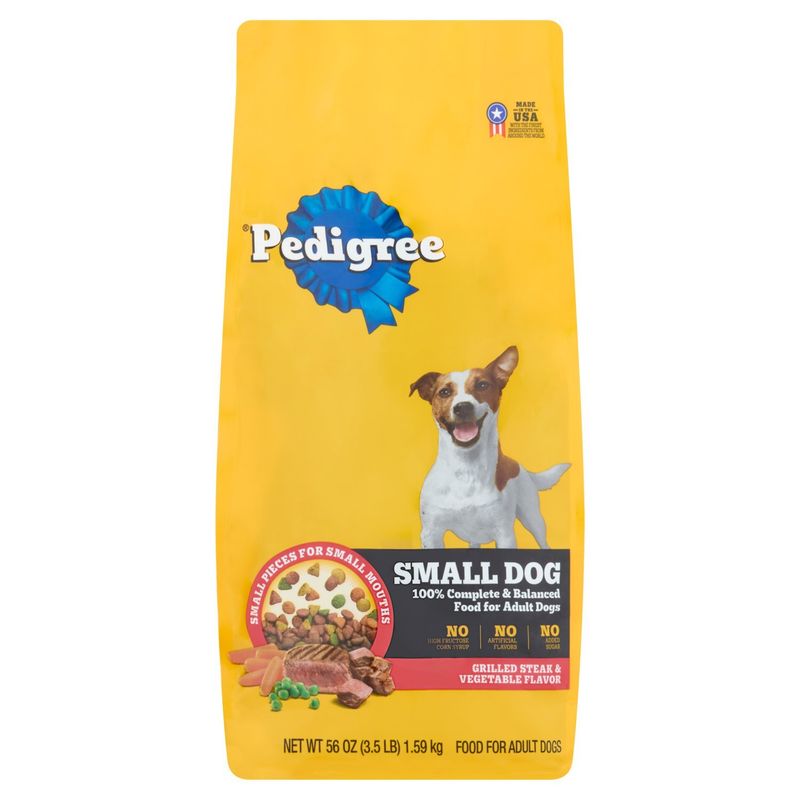 Pedigree Small Dog Grilled Steak &amp; Vegetable Flavor Food for Adult Dogs, 56 oz