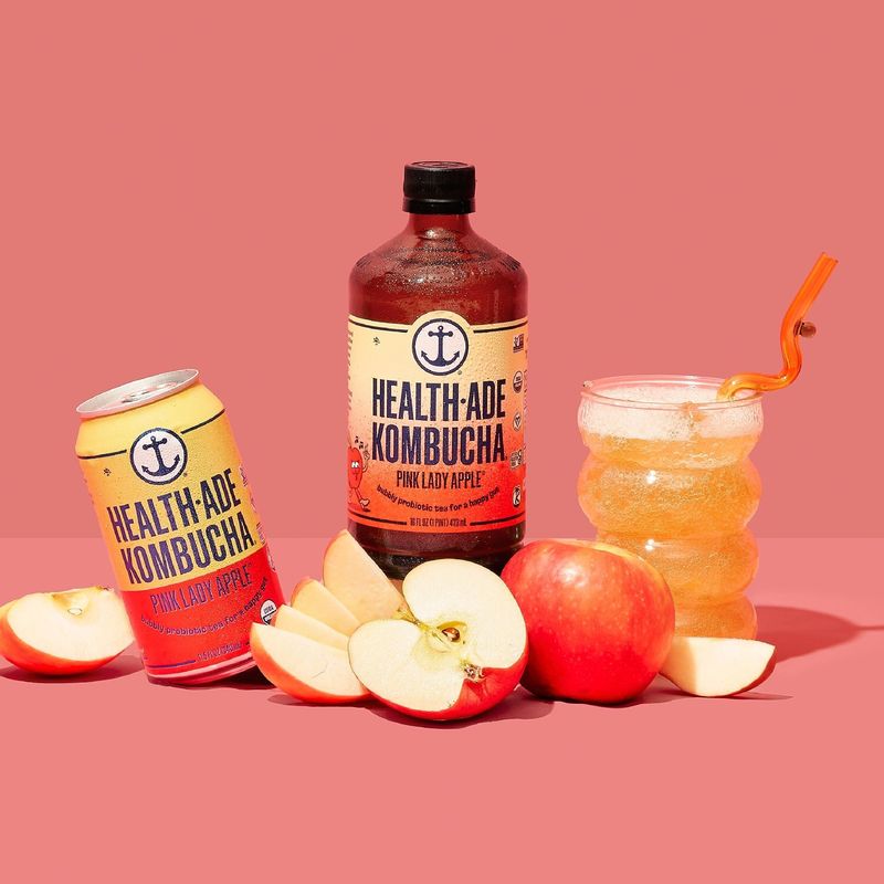 Health-Ade Kombucha Pink Lady Apple Bubbly Probiotic Tea, 16 fl oz