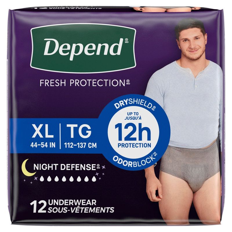 Depend Night Defense Fresh Protection Underwear, Size XL, 12 count