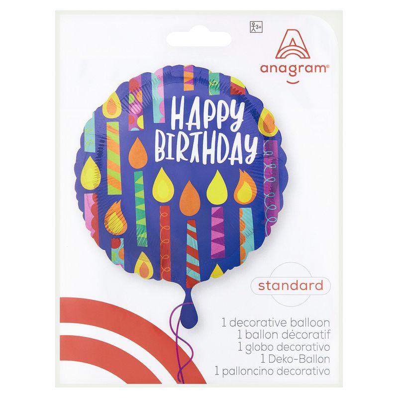Happy Birthday Candles Standard Round Decorative Balloon, 17 in, 1 count