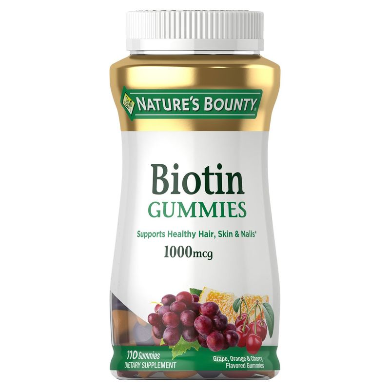 Nature's Bounty Biotin Grape, Orange &amp; Cherry Flavored Dietary Supplement, 1000 mcg, 110 count